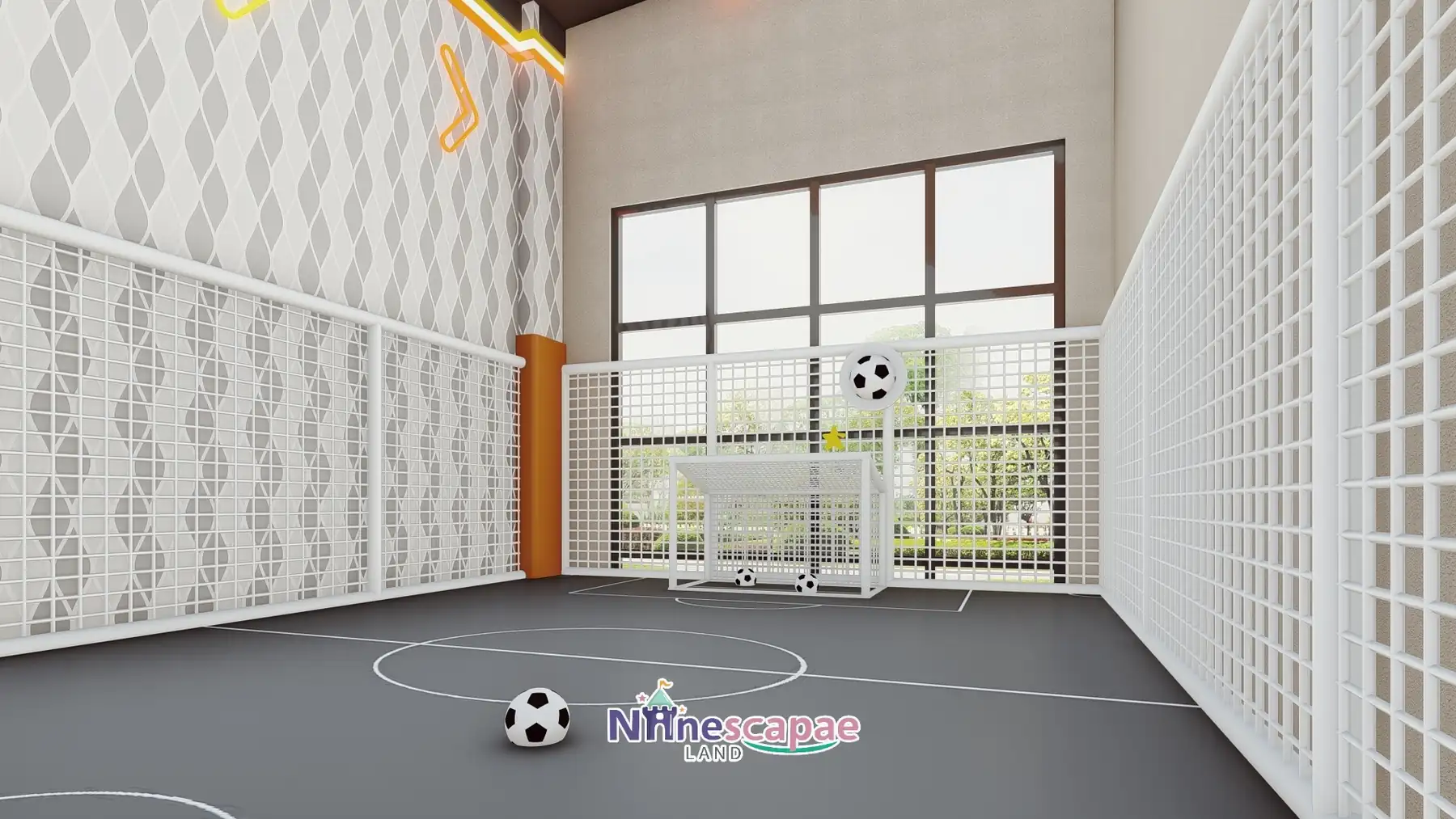 Portugal - Indoor football pitch with goal and big window