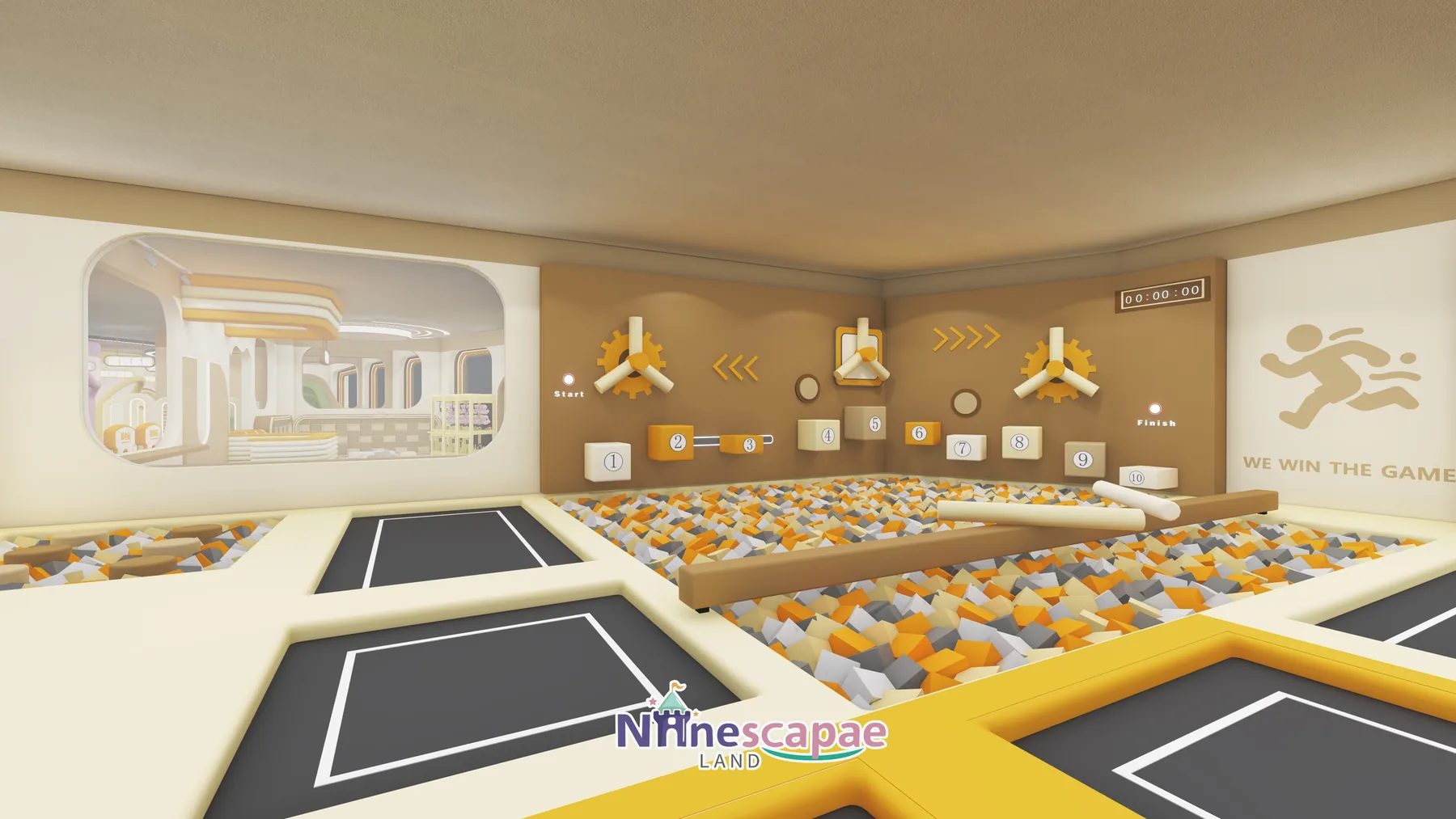 China (Gansu) - Foam pit with START/FINISH ninja wall