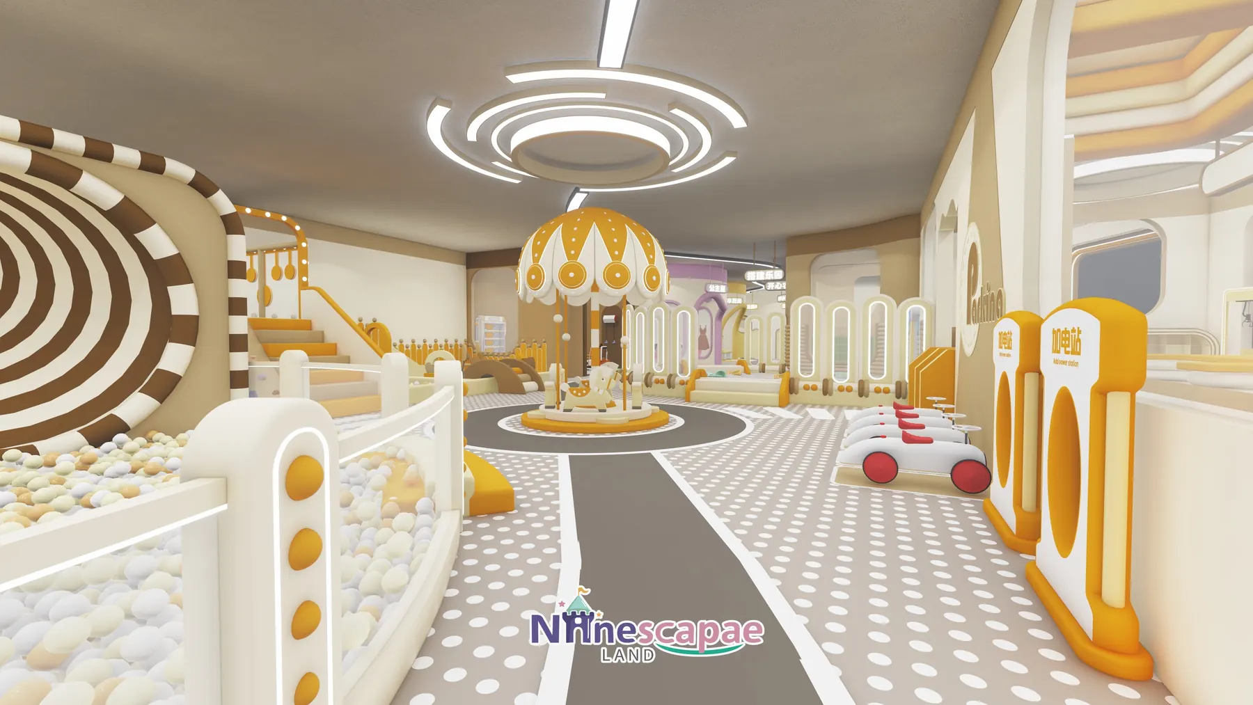 China (Gansu) - Carousel by the ball pool walkway