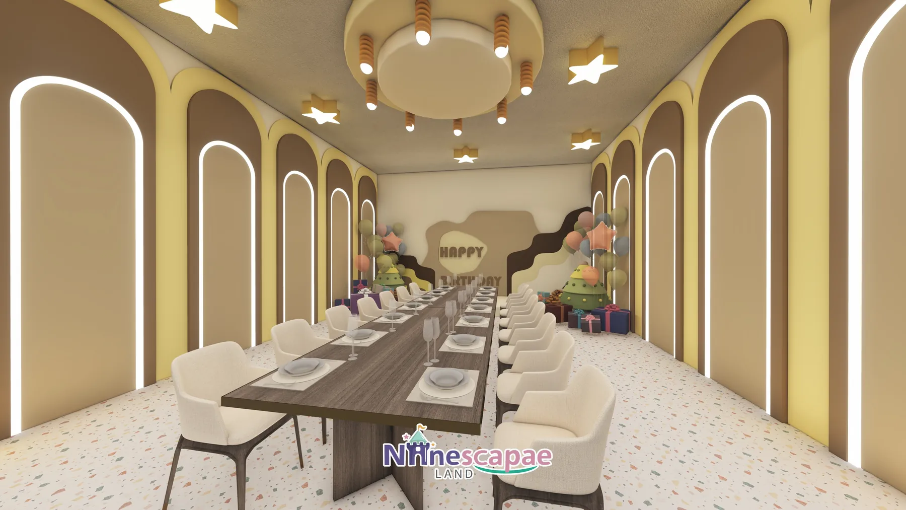 China (Gansu) - Birthday banquet hall with star chandelier