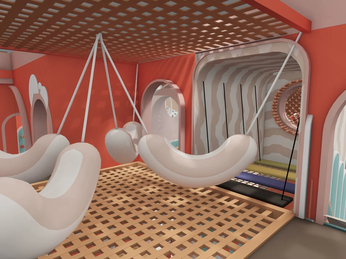 3D floor plan layout for compact indoor playground in Lithuania